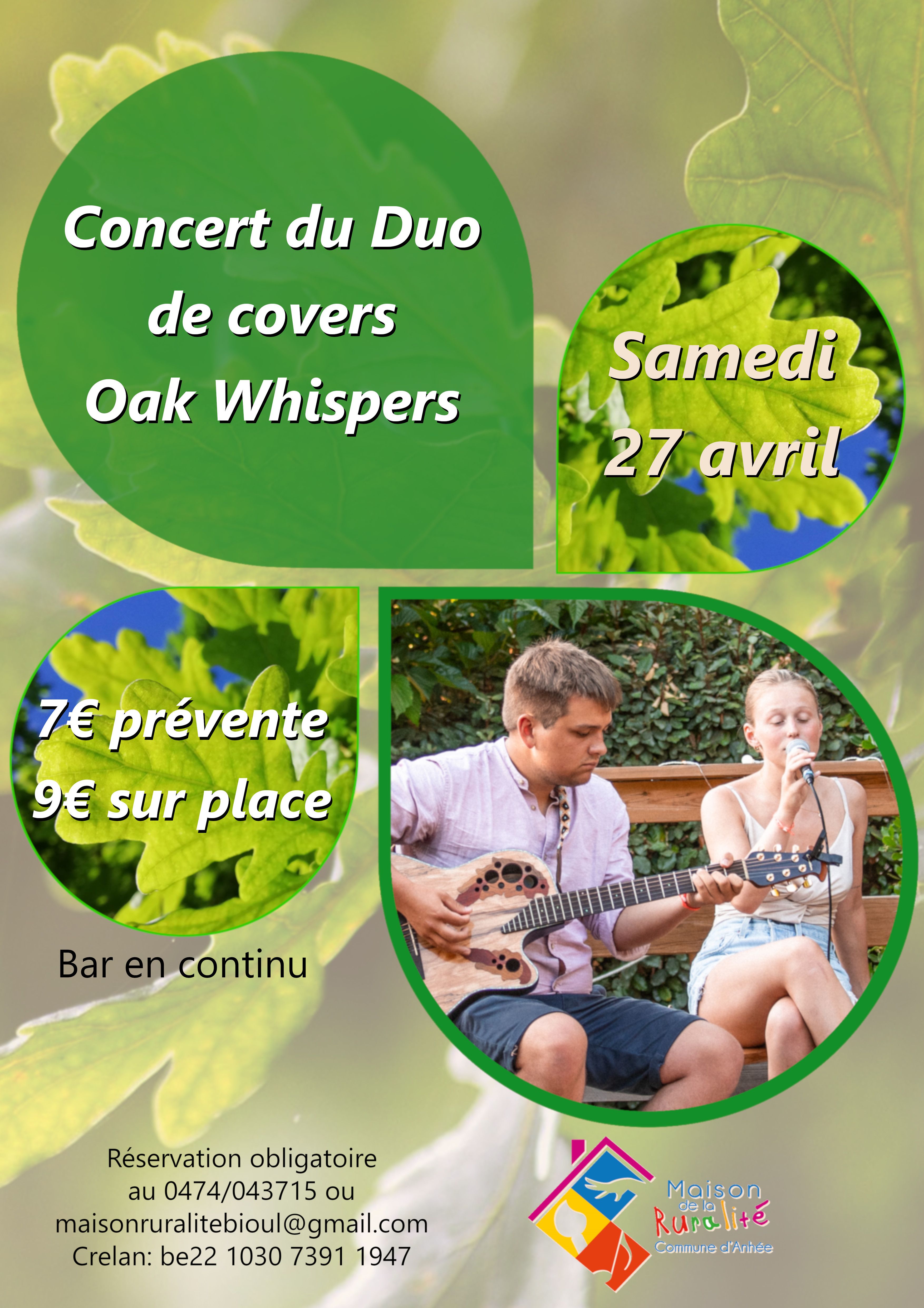 Concert des Oak Whispers : concert de covers par 2 jeunes et talentueux musiciens