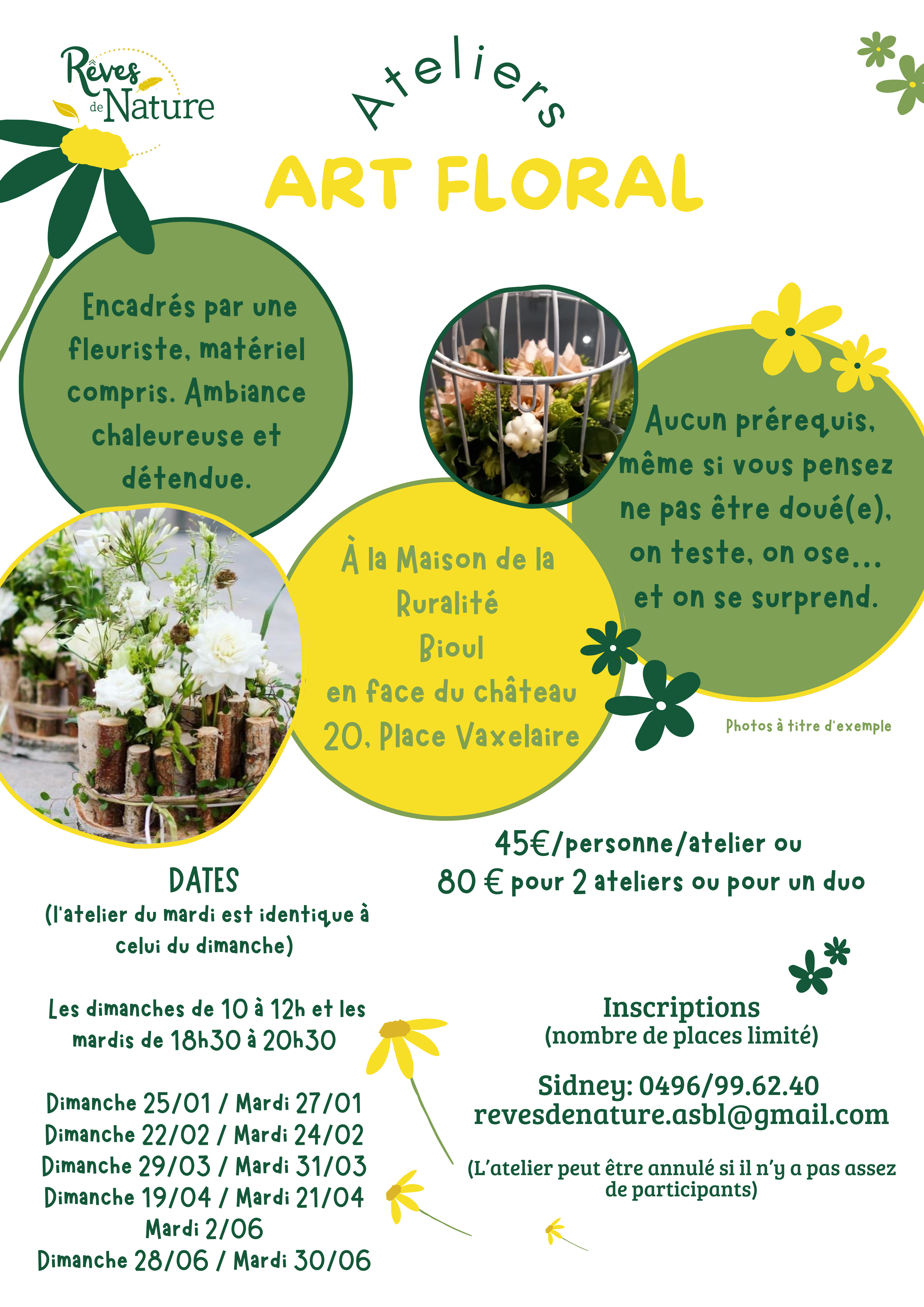 Série d'Ateliers d'Art Floral organisé par Sydney Schollen